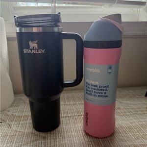 Stanley Black Tumbler and Owala Pink Water Bottle Hydrojug Rodeo print!